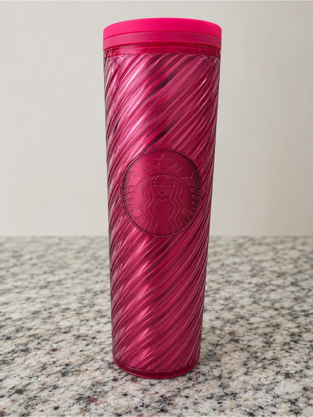 Starbucks Pink Swirl Textured Acrylic Tumbler with Lid Reusable Cold Cup Limited